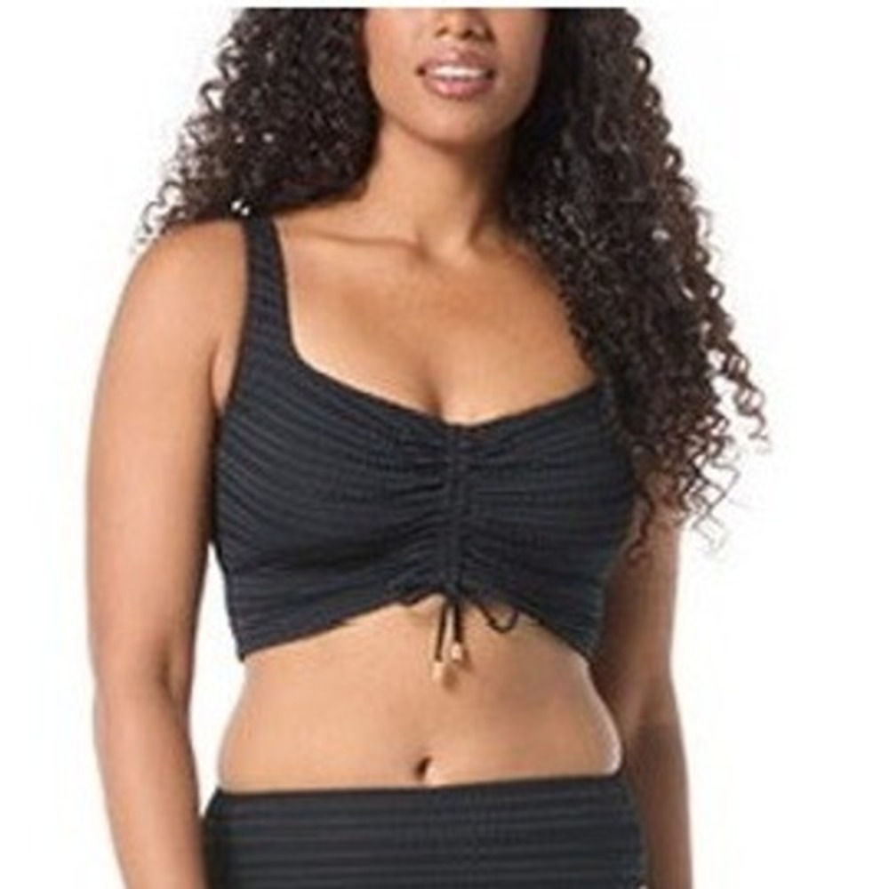 NWT Coco Reef Bikini Top Womens Black Crochet Mesh Cinch Front 38C $70